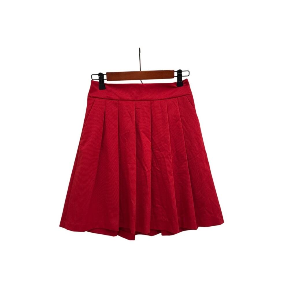 NWT Ann Taylor Preppy Holiday Red Pleated High Rise Skirt Size 0